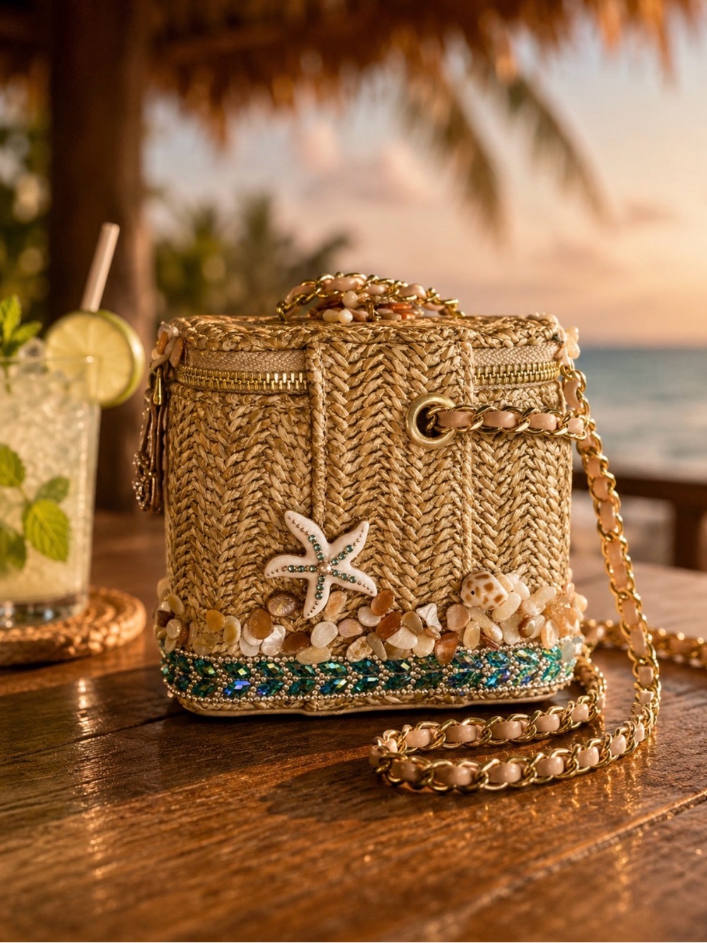 SOLD-Salt & Sparkle Palm Paradise unique Crossbody Bag- - Picture 2 of 3